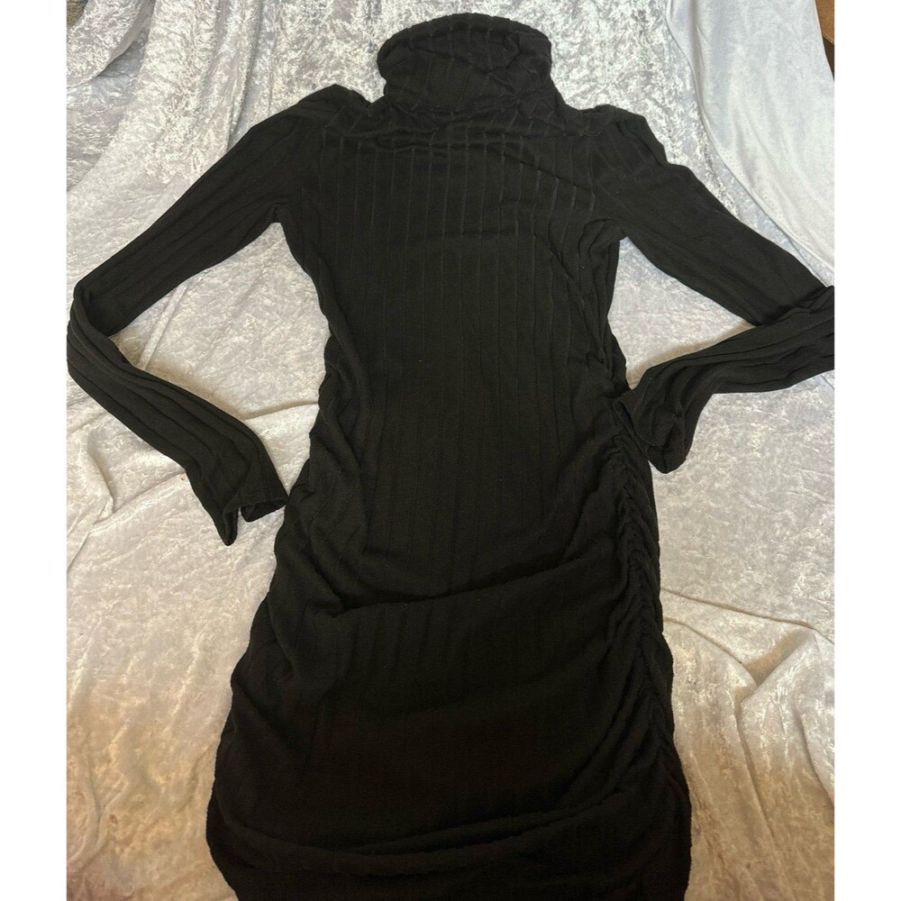 SHEIN turtleneck black ribbed mini dress L